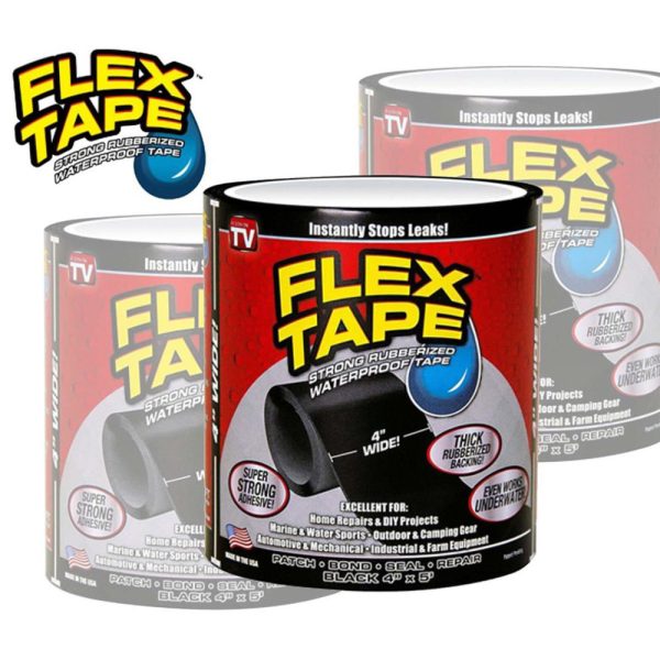 Waterproof Flex Tape - Heavy-Duty Black Rubberized Repair Solution % Waterproof Flex Tape - Heavy-Duty Black Rubberized Repair Solution