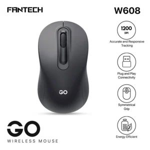 Wireless Black Fantech Go W608 Mouse – Ergonomic Design for Comfort and Precision