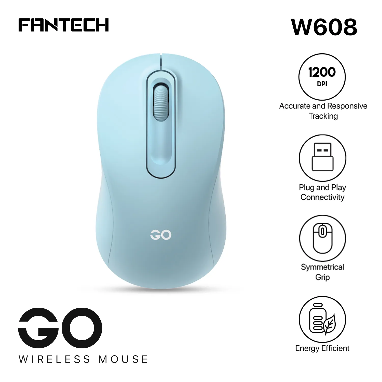 Wireless Blue Ergonomic Mouse by Fantech – Sleek and Stylish Design % Wireless Blue Ergonomic Mouse by Fantech – Sleek and Stylish Design