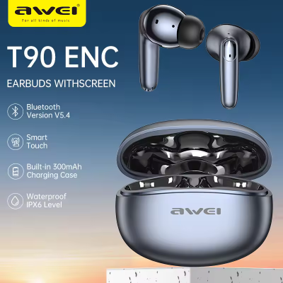 Wireless Bluetooth Earbuds with Noise Reduction and Mic - Awei T90 2-in-1 % Wireless Bluetooth Earbuds with Noise Reduction and Mic - Awei T90 2-in-1