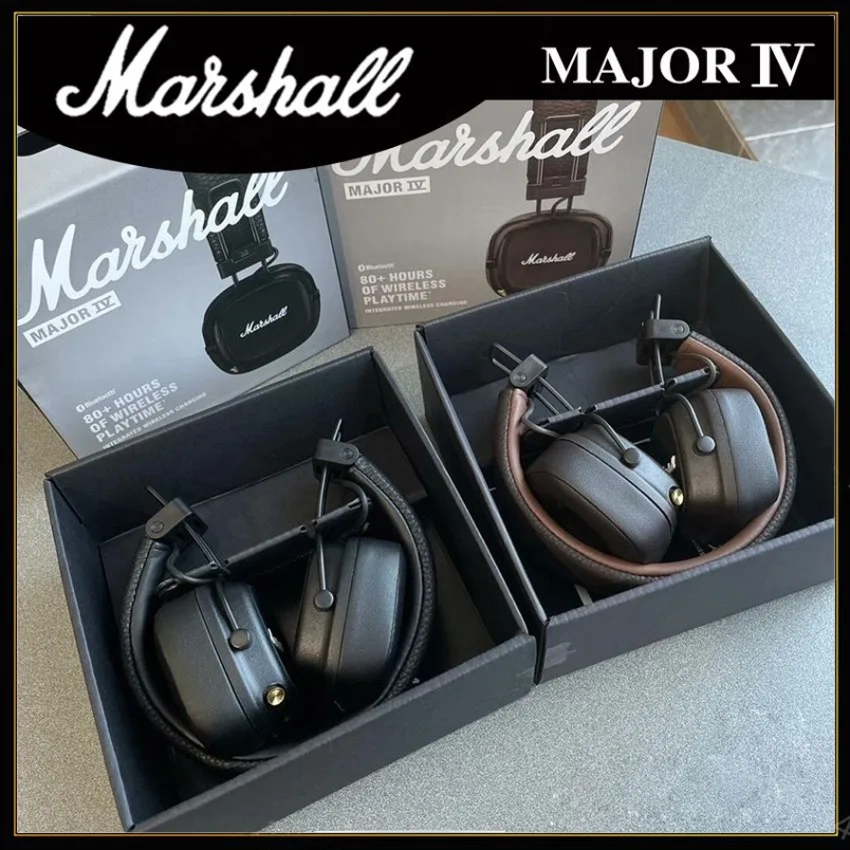 Wireless Bluetooth Headphones with Deep Bass - Marshall Major IV Foldable Earphones % Wireless Bluetooth Headphones with Deep Bass - Marshall Major IV Foldable Earphones