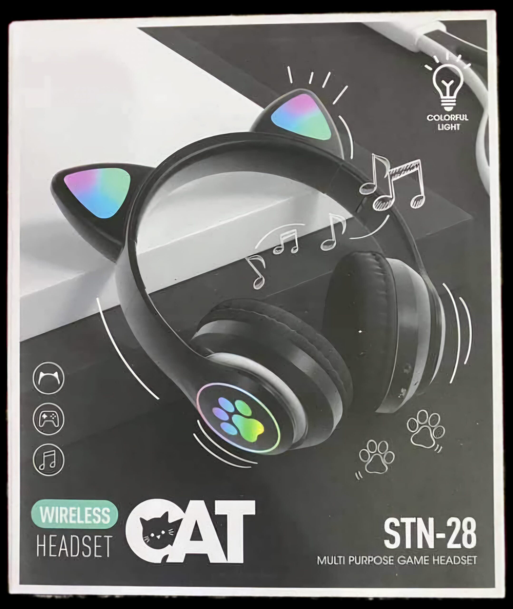 Wireless Cat Ear Headphones with Microphone - Stylish LED Design % Wireless Cat Ear Headphones with Microphone - Stylish LED Design