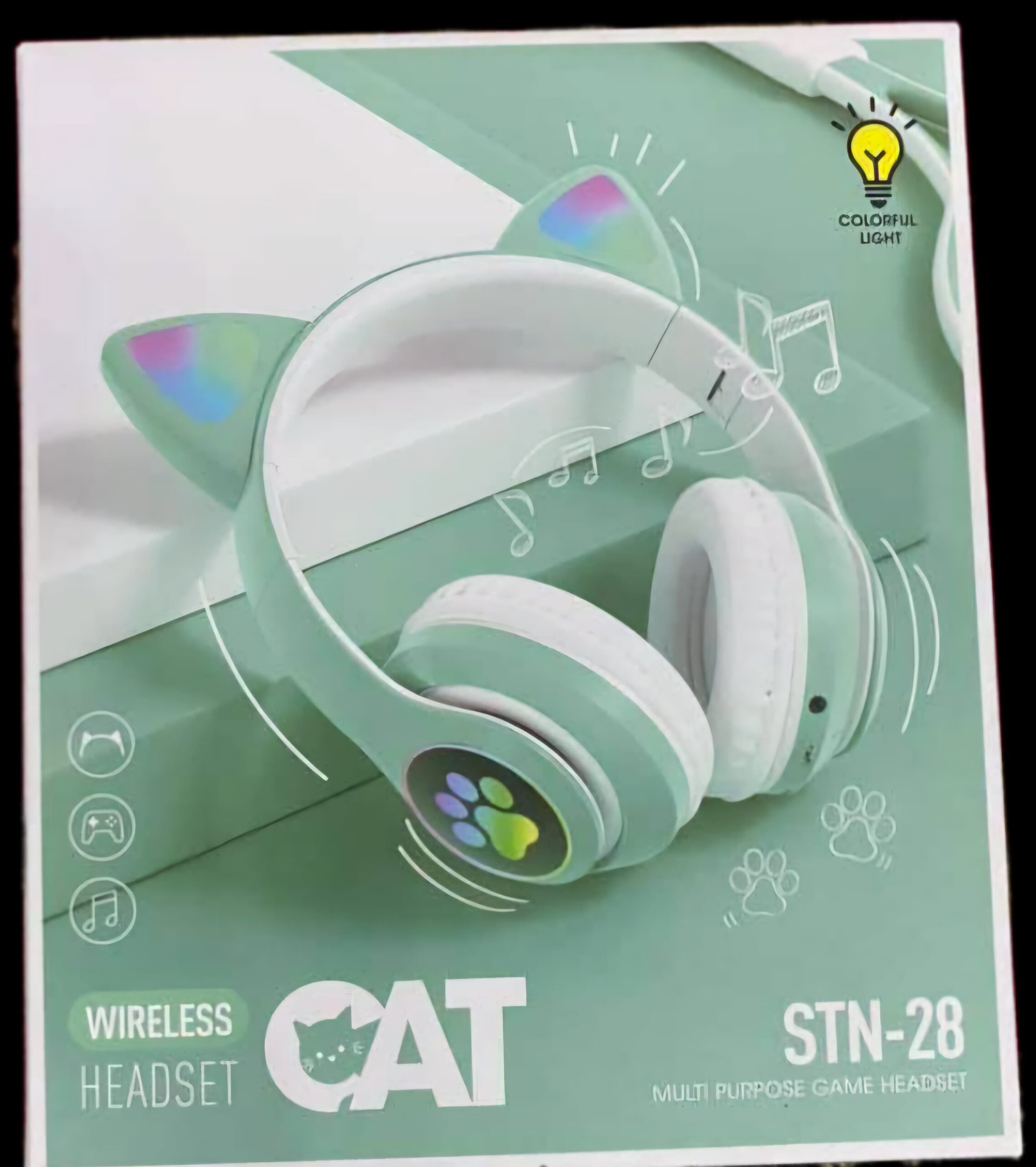 Wireless Cat Ear Headphones with Microphone - Stylish LED Design % Wireless Cat Ear Headphones with Microphone - Stylish LED Design