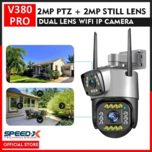Wireless HD Dual Lens PTZ IP Camera - 2MP Outdoor WiFi Surveillance System