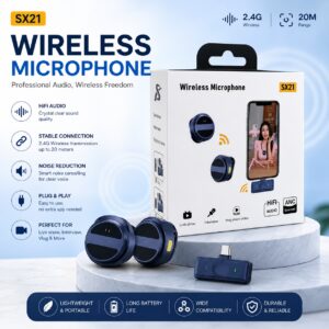 Wireless Lavalier Microphone 2-in-1 - Dual Mic System for Clear Mobile Audio