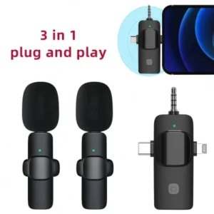 Wireless Lavalier Microphone for iPhone - 3-in-1 Mini with Noise Reduction for Clear Recording