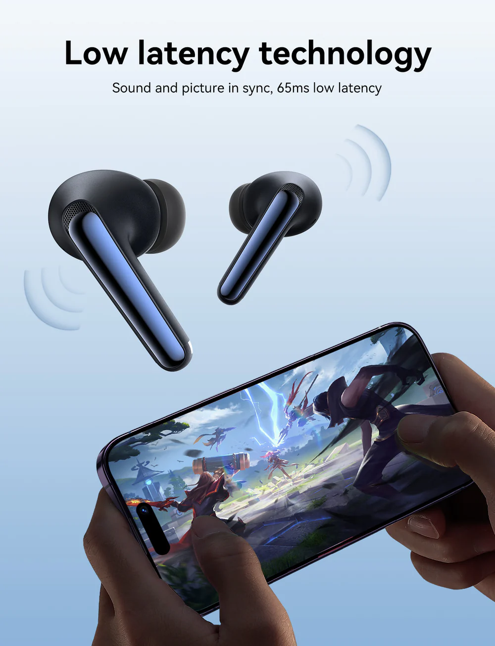 Wireless Noise-Canceling Earbuds by Joyroom - Sleek Black Design % Wireless Noise-Canceling Earbuds by Joyroom - Sleek Black Design