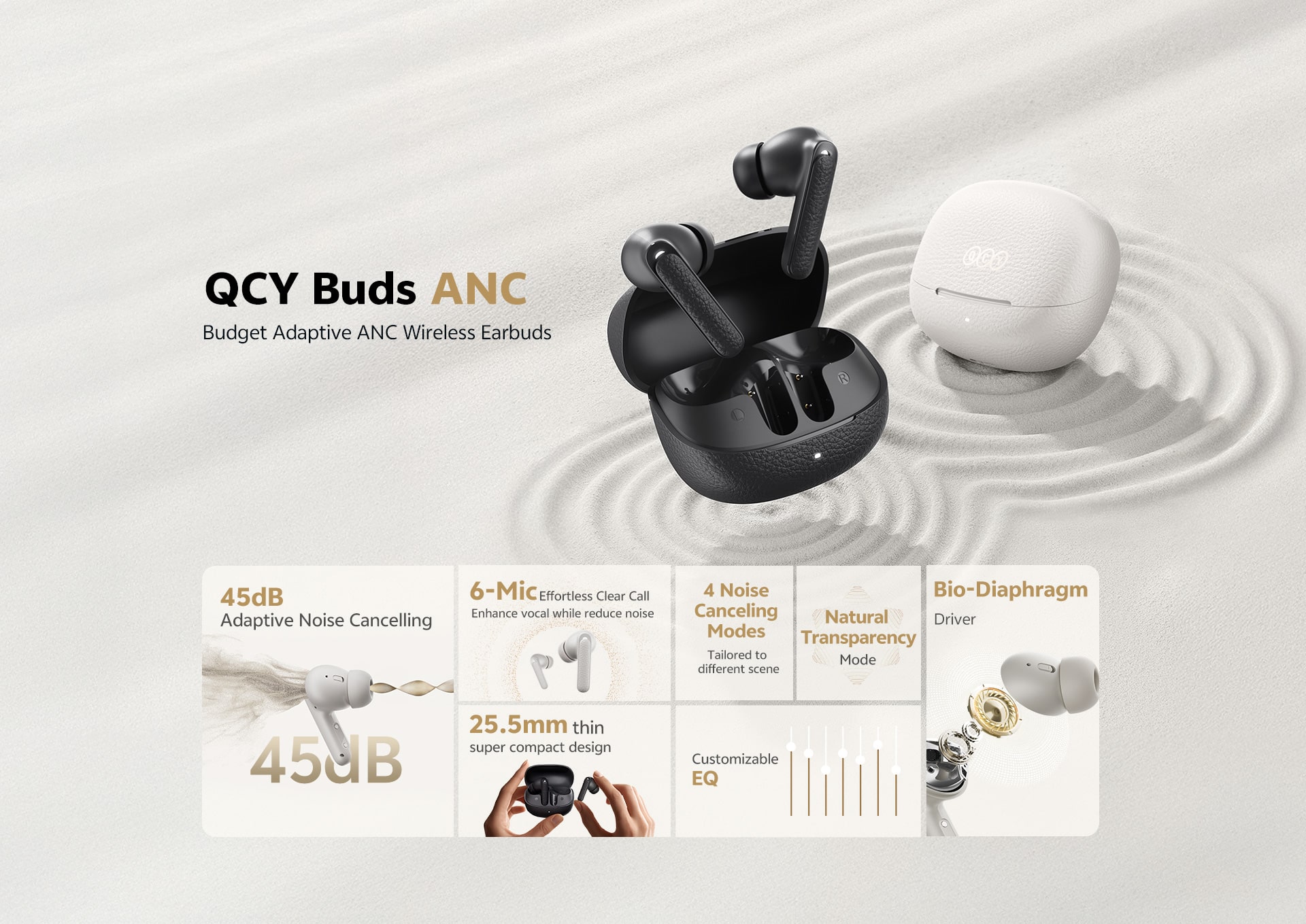 Wireless Noise-Canceling TWS Earbuds in Blue - QCY HT15 Model % Wireless Noise-Canceling TWS Earbuds in Blue - QCY HT15 Model