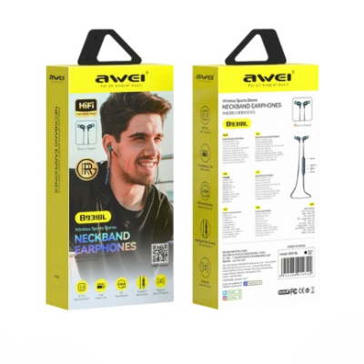 Wireless Sports Neckband Earphones by Awei - Bluetooth Stereo Sound % Wireless Sports Neckband Earphones by Awei - Bluetooth Stereo Sound