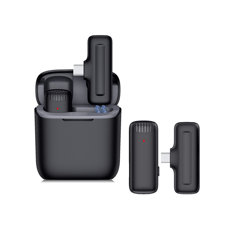 Wireless Type-C Microphone with Charging Case for Crystal Clear Audio % Wireless Type-C Microphone with Charging Case for Crystal Clear Audio